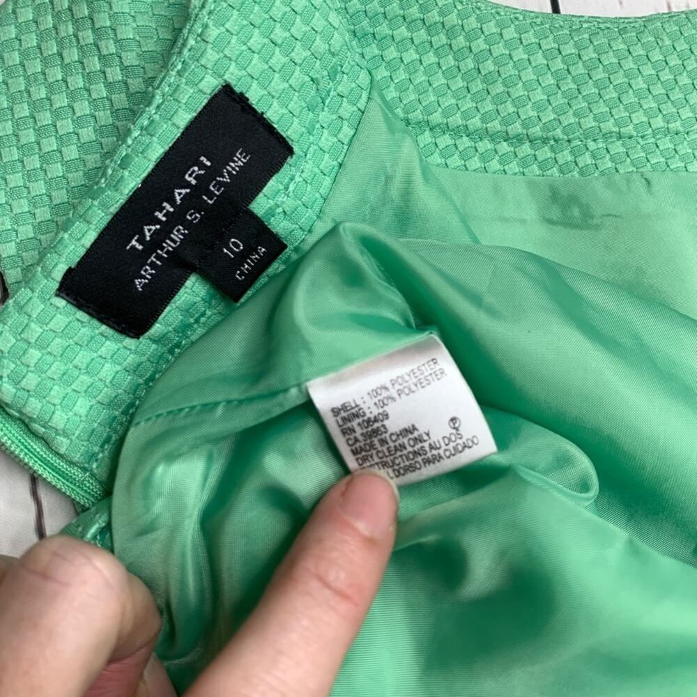 Tahari Arthur Levine Mint Green And Gold Sheath View 4